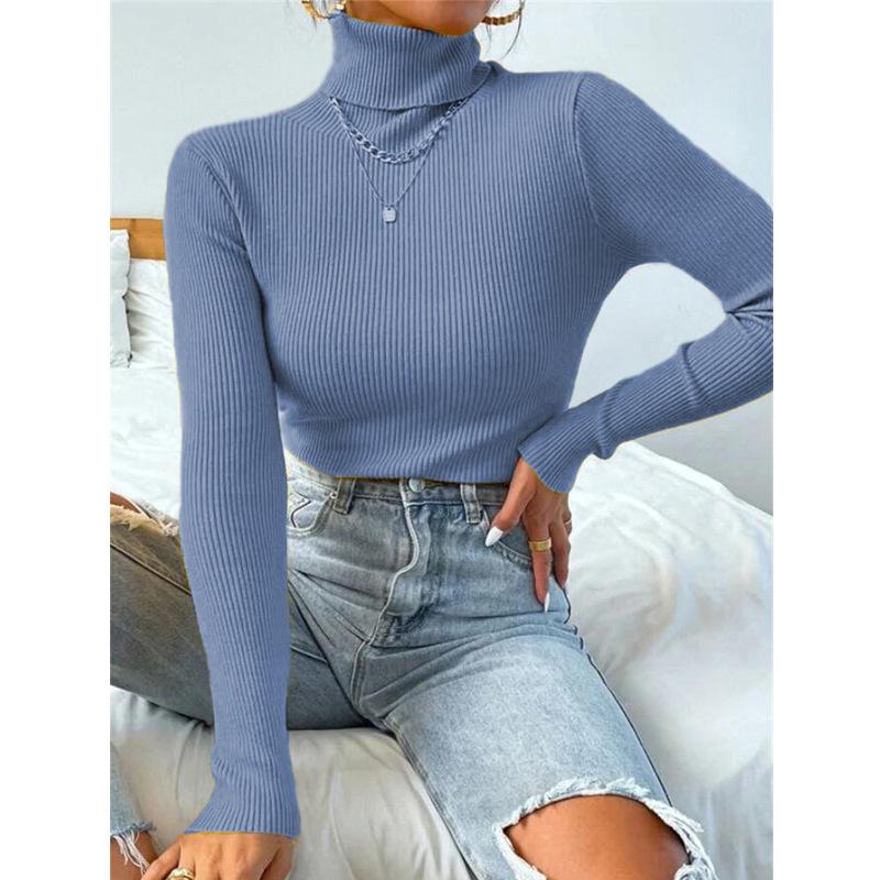 2024 Women's High Neck Knitted Pullover - Europe & America Style