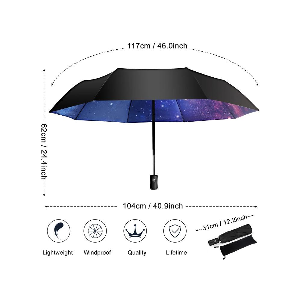Automatic 8 Ribs Windproof Automatic Umbrella Starry Sky Retro Men Folding Travel Female Black UV Protection Coating Umbrella