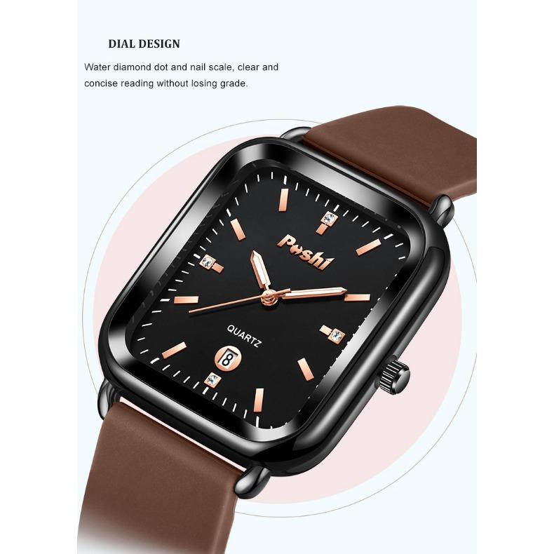 Ceasuri POSHI Ceasuri de modă pentru bărbați și femei Ceasuri cu cuarț pentru femei, din aliaj, cu centură de silicon