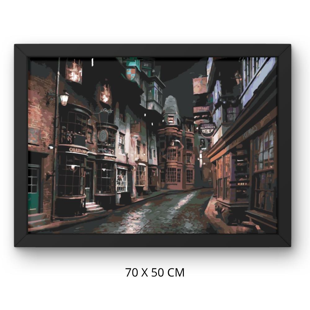Obraz Do Malowania Po Numerach Z Ramą Pokątna Nocą Harry Potter 70X50Cm