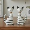 Striped Kitten Couple Ornament, Nordic Minimalist Wooden Cat Ornament - Cute Cat, Desktop Decoration