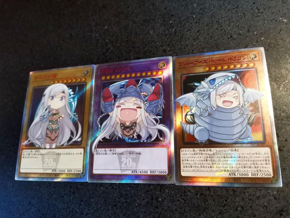 3pcs/set diy Yu-Gi-Oh! Blue-Eyes White Dragon Girl Self Control Collect Signature Trading Flash Card Anime Cartoon Gift