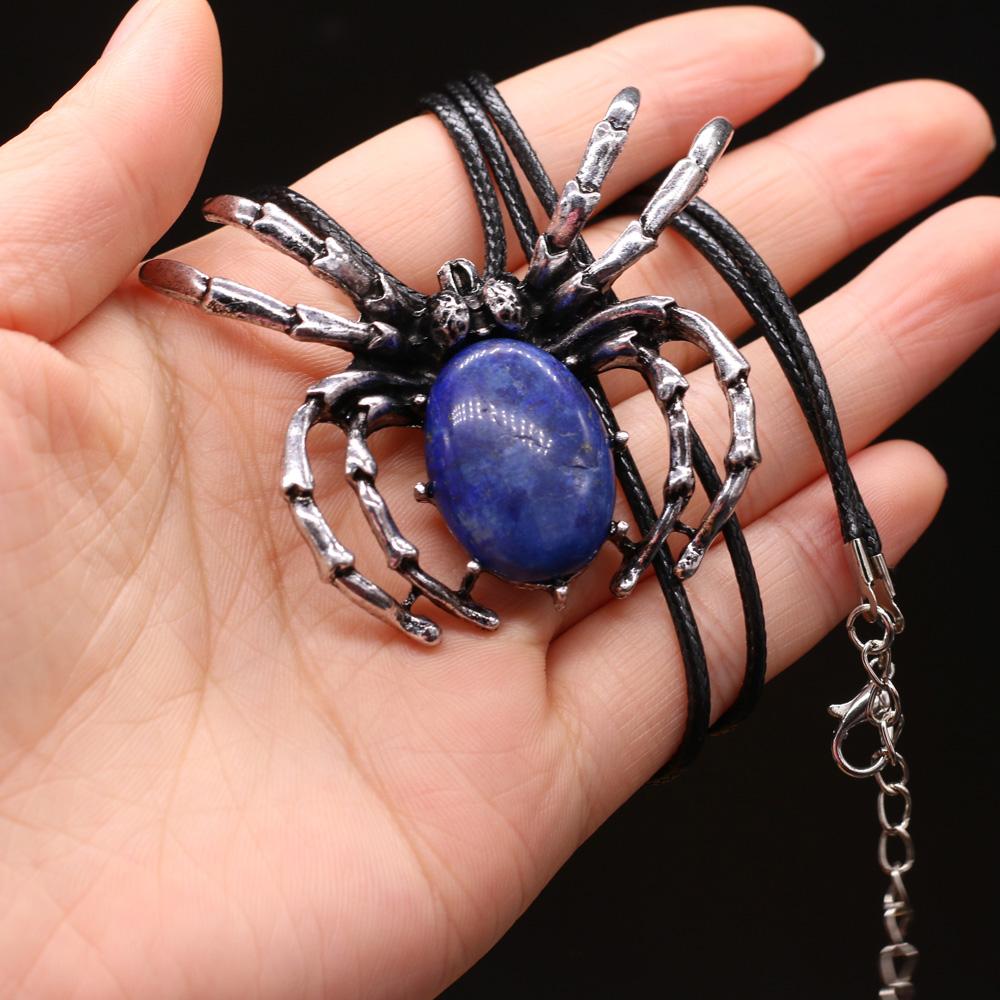 Natural Shell Alloy Necklace Spider-Shaped Brooch Pendant Charms For Elegant Women Love Romantic Gift