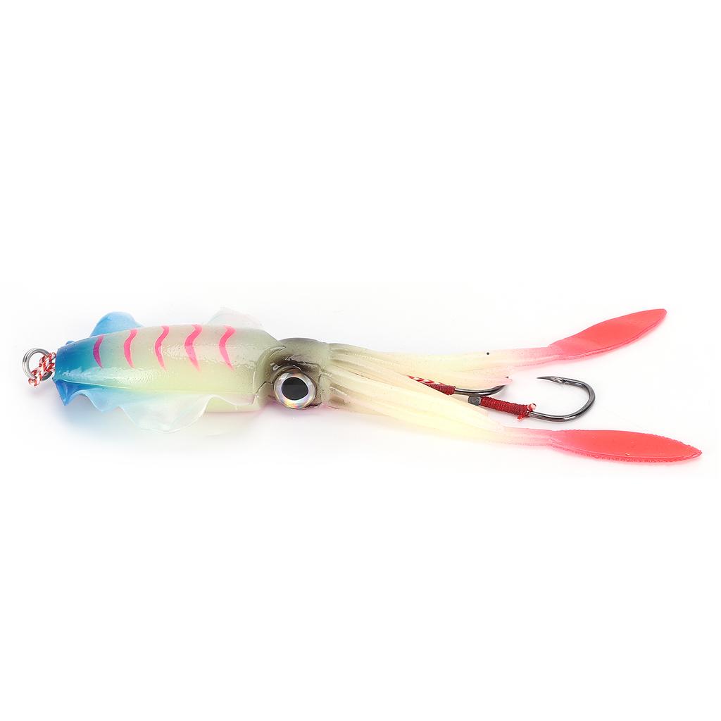 Fishing Squid Lure Octopus UV Luminous Squid Jigs with Hook Fishing Wobbler Bait Soft LurePink Blue