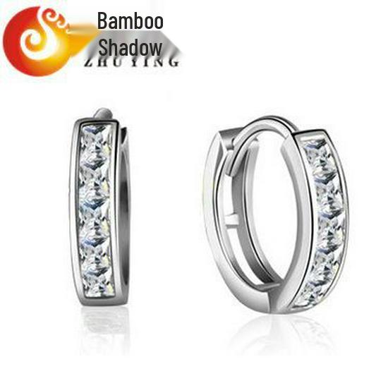 S925 Sterling Silver Sparkly Single Row Diamond Stud Earrings for Women