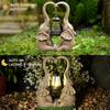 Elephant Statue Garden Decor with LED Solar Lights-Set of 2 Good Luck Elephant Outdoor Statue Christmas Decorations for Yard Patio,Porch,Home