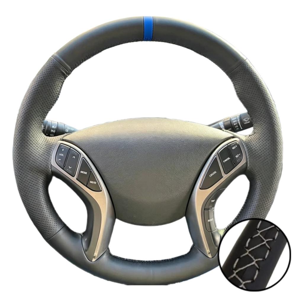 Car Accessories Hand-stitched Black Artificial Leather 2011-2016 Avante i30 2012-2016 Steering Wheel Cover For Hyundai Elantra