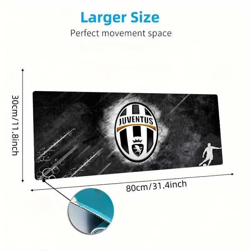 Tappetino Mouse Juventus FC, Tappetino da Scrivania XXL per Gaming, Mousepad Antiscivolo XXL per Laptop e Tablet, Tappetino da Gioco per Mini PC con Bordi Cuciti