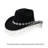 Hand Beading Diamond Tassels Hat Cowboy Hats for Carnivals Music Festival