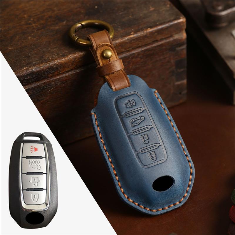 Leather Car Remote Key Cover Case Holder Shell Keychain Keyring Bag Fob For Infiniti New Q50L Q70L QX50 G25 FX35 QX60 QX55 Q60