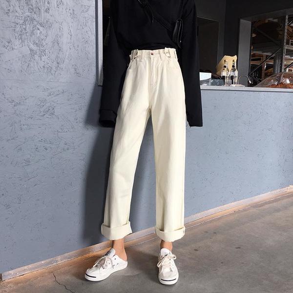 Spring Loose Adjustable Buckle Jeans 