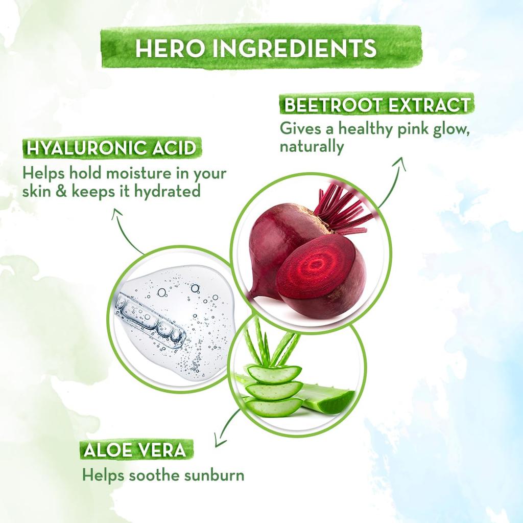 Mamaearth Beetroot Hydraful Sunscreen SPF 50 PA++++ For Tan Protection Hydrating Glow No White Cast 50g For All Skin Types