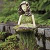 Fairy Garden Statue with Bird Feeder Lawn Resin Ornaments Garden Art Sculptures for Outdoor