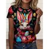 Women's T-shirt Cute Rabbit Print Fashion Top Summer Vacation Style Round Neck Short Sleeve Fashion Versatile