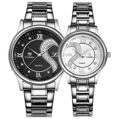 Couple's Analog Quartz Watch Round Dial Stainless Steel Strap for Him and Her