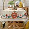 1 piece of artistic floral tablecloth - Blue, orange, and red design, suitable for home aesthetic table decorationzyc