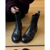 Sheepskin Version~ Fashion Retro Rivet Belt Buckle Splicing Elastic Thin Boots Women's Versatile Socks Boots Short Boots Martin Boots
