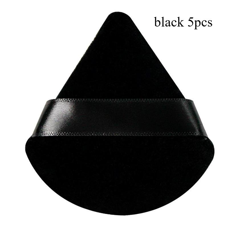 5Pcs Triangle Flocking Puff and Storage Box Dry Puff Loose Powder Puff Levero Makeup Double-sided Super Soft Powder Puff