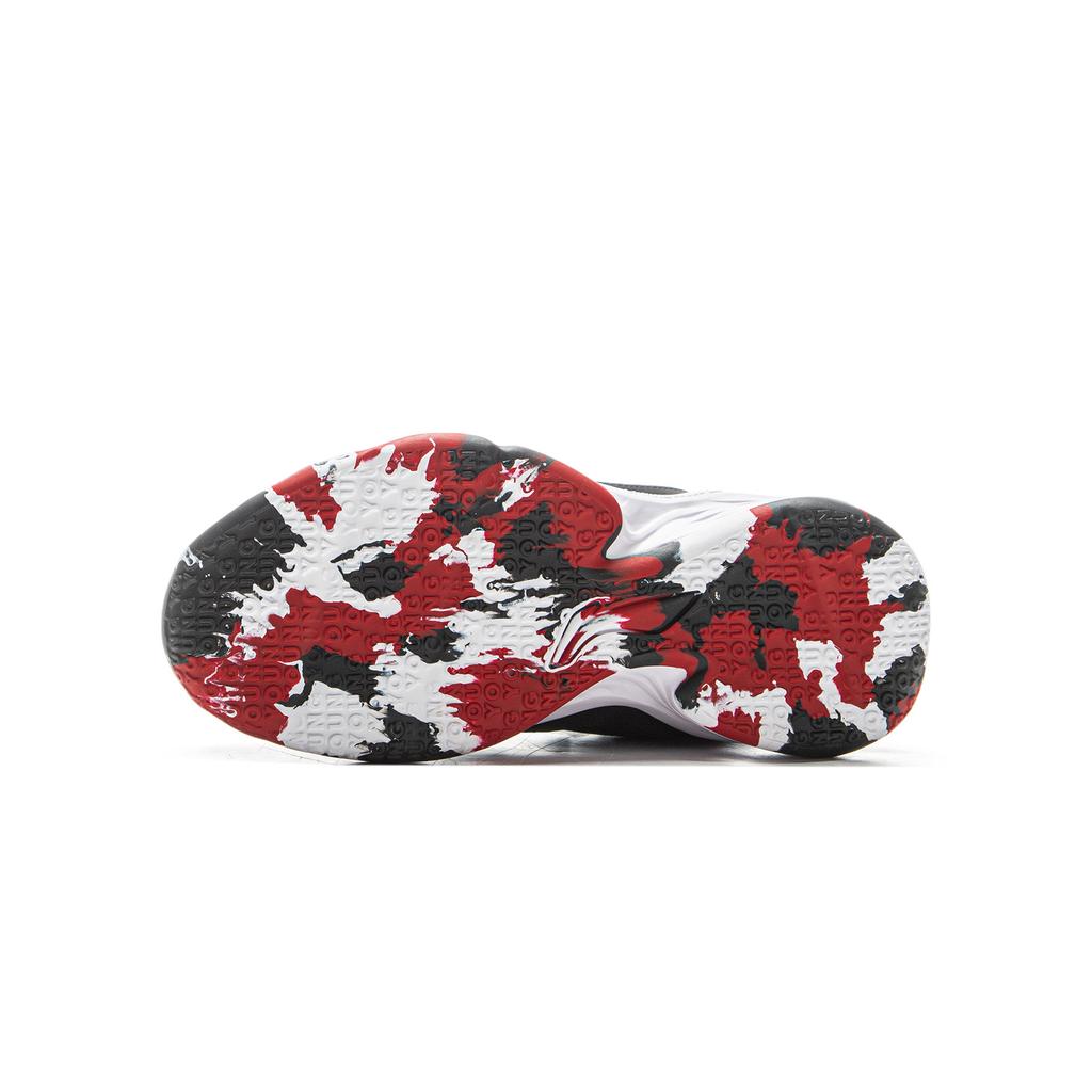 Li Ning Kids Pioneer Ling I TD Synthetic Leather Comfortable Shock Absorption Low Top Basketball Shoes Kids basketball shoes Black Red YKBU128-3