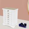 7 Layer Jewelry Organizer Box with Key Lock, White Retro Rectangular Jewelry Storage Case, Free-Standing Multi-Tier Jewelry Box