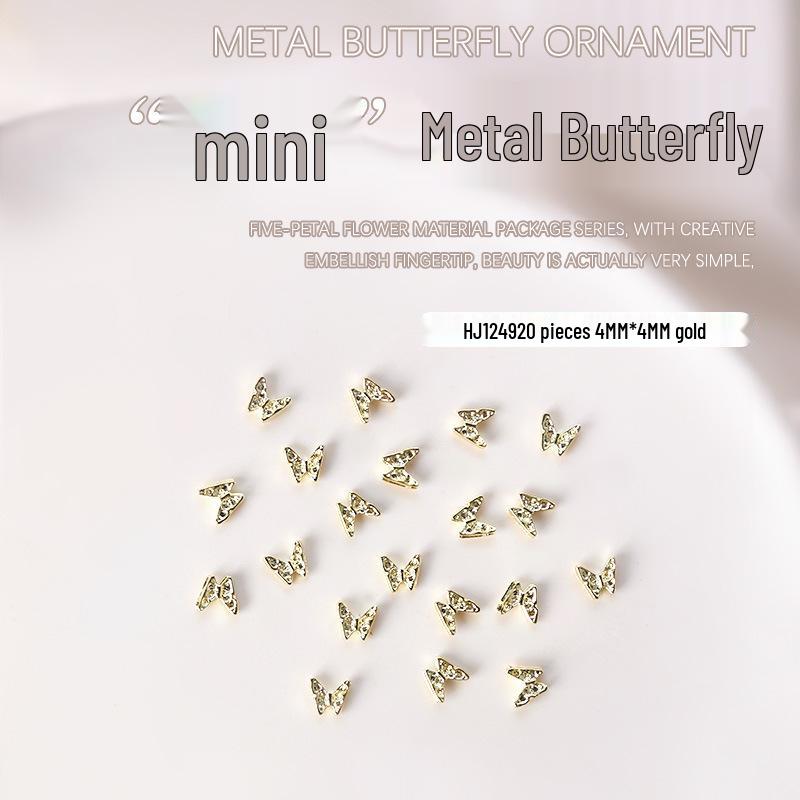 20-Piece Minimalist 3D Butterfly Nail Art Decorations in Gold & Silver