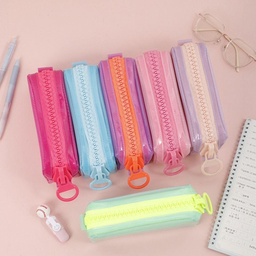 High Appearance Zipper Transparent Pencil Case Portable Makeup Pouch  Office Supplies