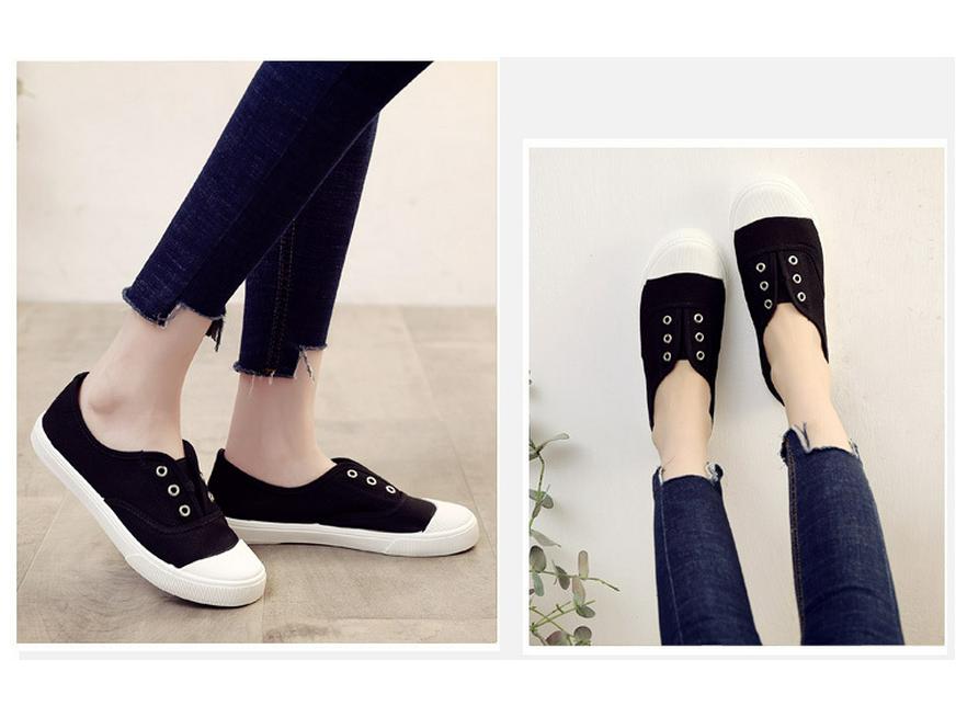 2025 Women's Casual Slip-On Canvas Shoes - Versatile White Flats