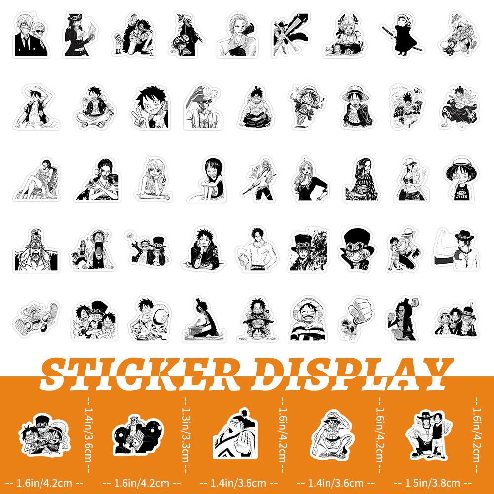10/30/50/100pcs Black White ONE PIECE Stickers Waterproof Decals DIY Laptop Skateboard Phone Case Car Bike Decoration Sticker
