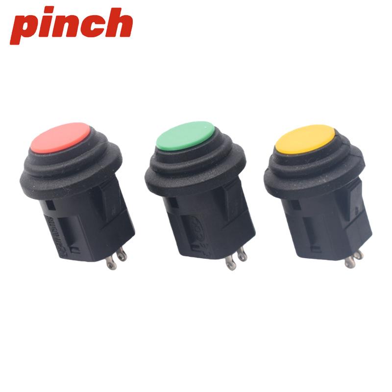 14MM Round Waterproof Snap-in Switch, 2-Pin, Normally Open, Self-Reset, Self-Locking Button