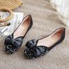 New Pearl Rhinestone Square Head Single Shoes Soft Sole Casual Flat Bottom Large Size