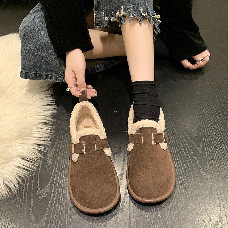2024 Autumn and Winter Fashionable and Comfortable Women's Retro Casual Loafers Soft and Warm Furry