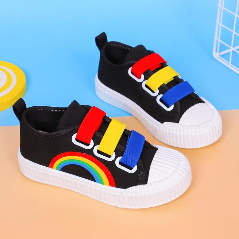 Children's Canvas Shoes In Spring and Summer Soft Sole Flat Casual Shoes Anti-slip Cartoon Rainbow Outdoor Shoes