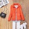 Women's Autumn and Winter Large Size Short Standing Collar Jacket Warm Slim Zipper Top Free Storage Bag