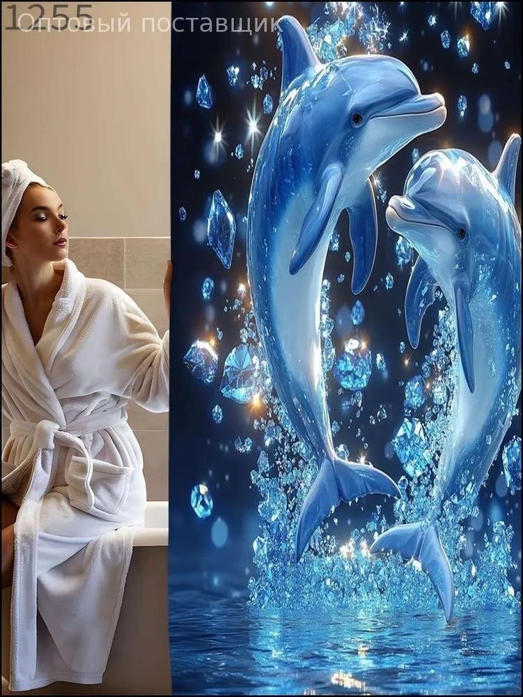 Bella Tenda da Doccia con Delfini Lavabile in Lavatrice Tutte le Stagioni Impermeabile Protezione della Privacy Design Oceanico Decorazione Bagno 12 Ganci