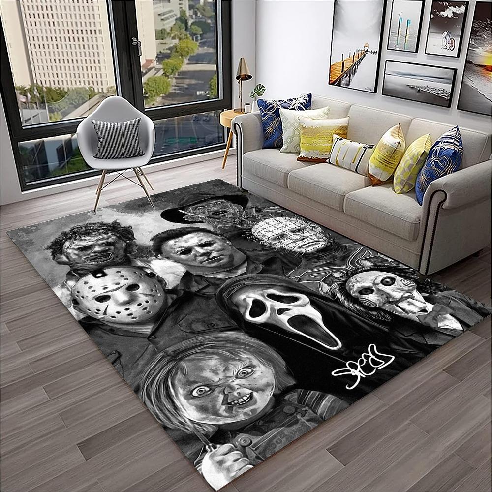 Horror Movie Scream Saw Halloween Cartoon Carpet Rug for Home Living Room Bedroom Sofa Doormat Decor,Area Rug Non-slip Floor Mat