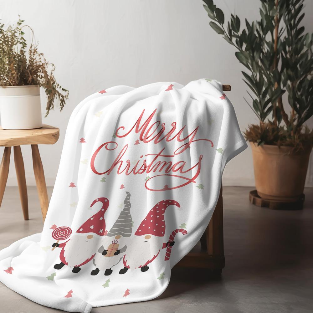 Tuniu Cute Gnomes Christmas Throw Blanket for Sofa Bed Room Decoration Gift for Kids Adults 75x90cm