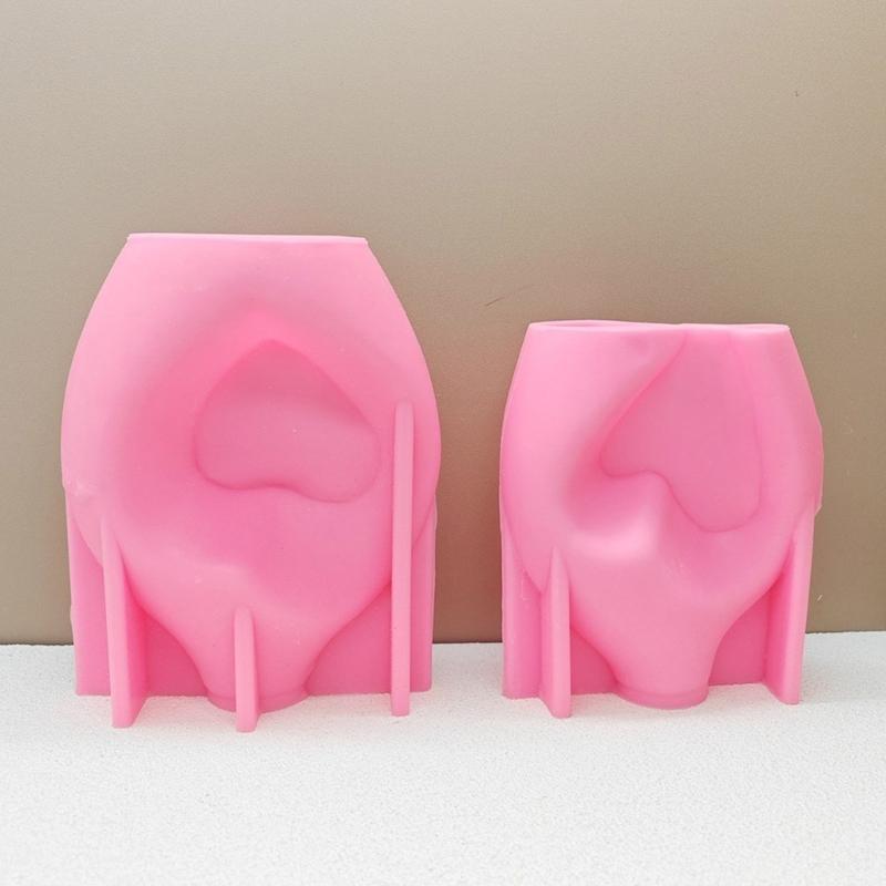 Silicone Vase Molds Flower Bottle Mold Hollow Heart Shape Unique Flowerpot Mold Silicone Texture Suitable for Craft Vase