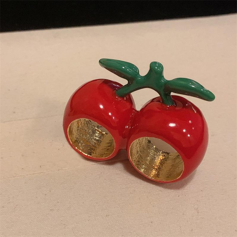 Einzigartiger Erdbeer-Drip-Öl-Ring Zitrone Tropfendes Öl-Gemälde Ring Koreanischer Stil Kirschfrucht Emaille-Ring Geschenk