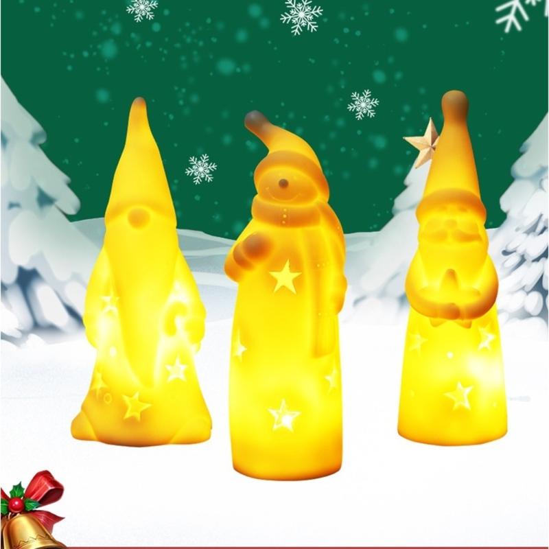 Festival-Weihnachtsmütze Schneemann Stern Nachtlicht Mit Energiesparenden LED-Birnen Sicher Für Kinder Haustierheime Dekoration