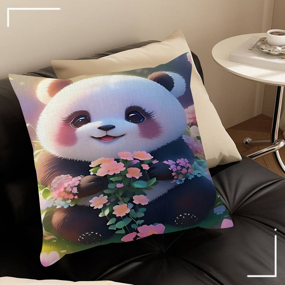Cute Cartoon Panda Office Cushion Pillowcase Car Cushion Cover45X45CM Lumbar Pillowcase Sofa Pillowcover