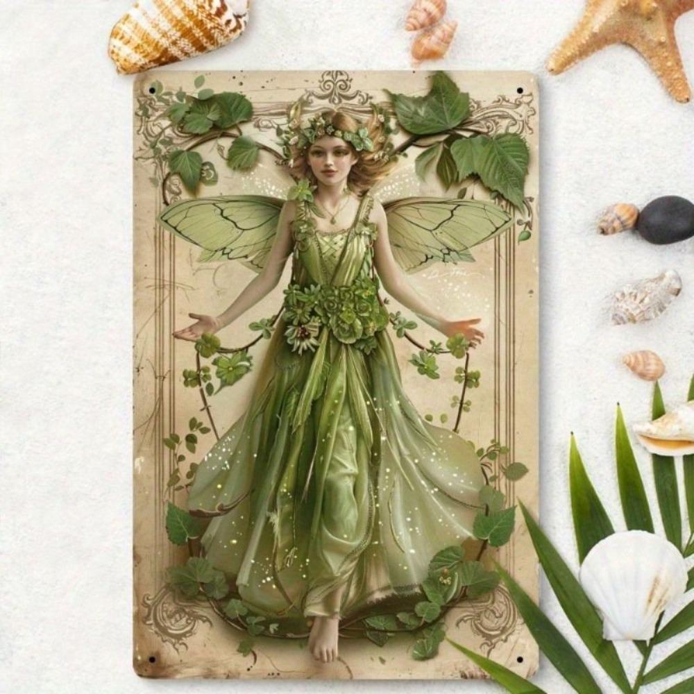 Retro Metal Wall Art Forest Elf 20x30cm Vintage Fantasy Home Decor Picture for Bedroom Living Room
