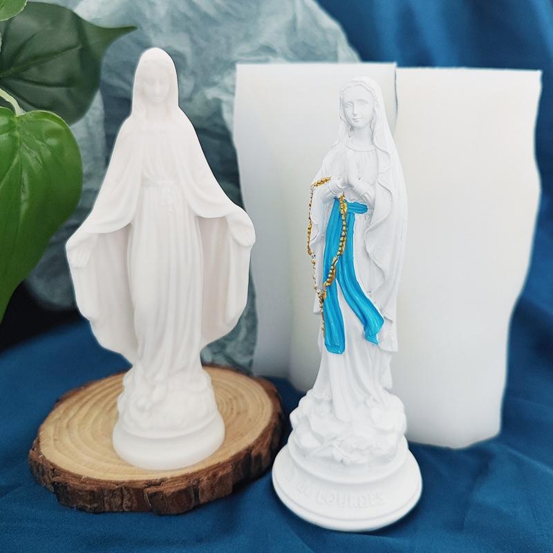3D Retro Virgin Mary Sculpture Silicone Mold Diy Classical Cake Chocolate Mold Fortune Soap Mould for Godmother Gift