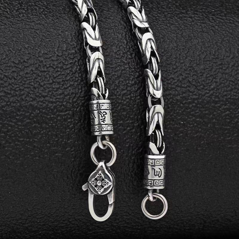 Misty Rain Men's Retro Hip Hop Necklace with Six-Character Mantra