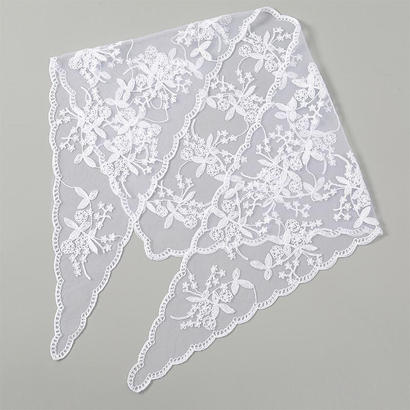 Women Retro Lace Triangle Scarf Hair Bands Vintage Triangular Headscarf Elegant Headwear Solid Color Ramadan Handkerchief