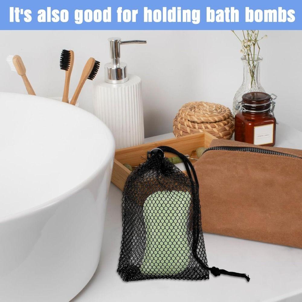 Nylon Small Mesh Bags with Cord Lock Closure Black Pouch Hot Net Pouches  for Traveling