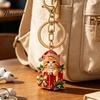 Decorative Purse Pendant Christmas Gift Box Cat Keychain, Bling Rhinestone Kitten Keyring Keychain Pendant, Backpack Handbag Accessory for Holiday
