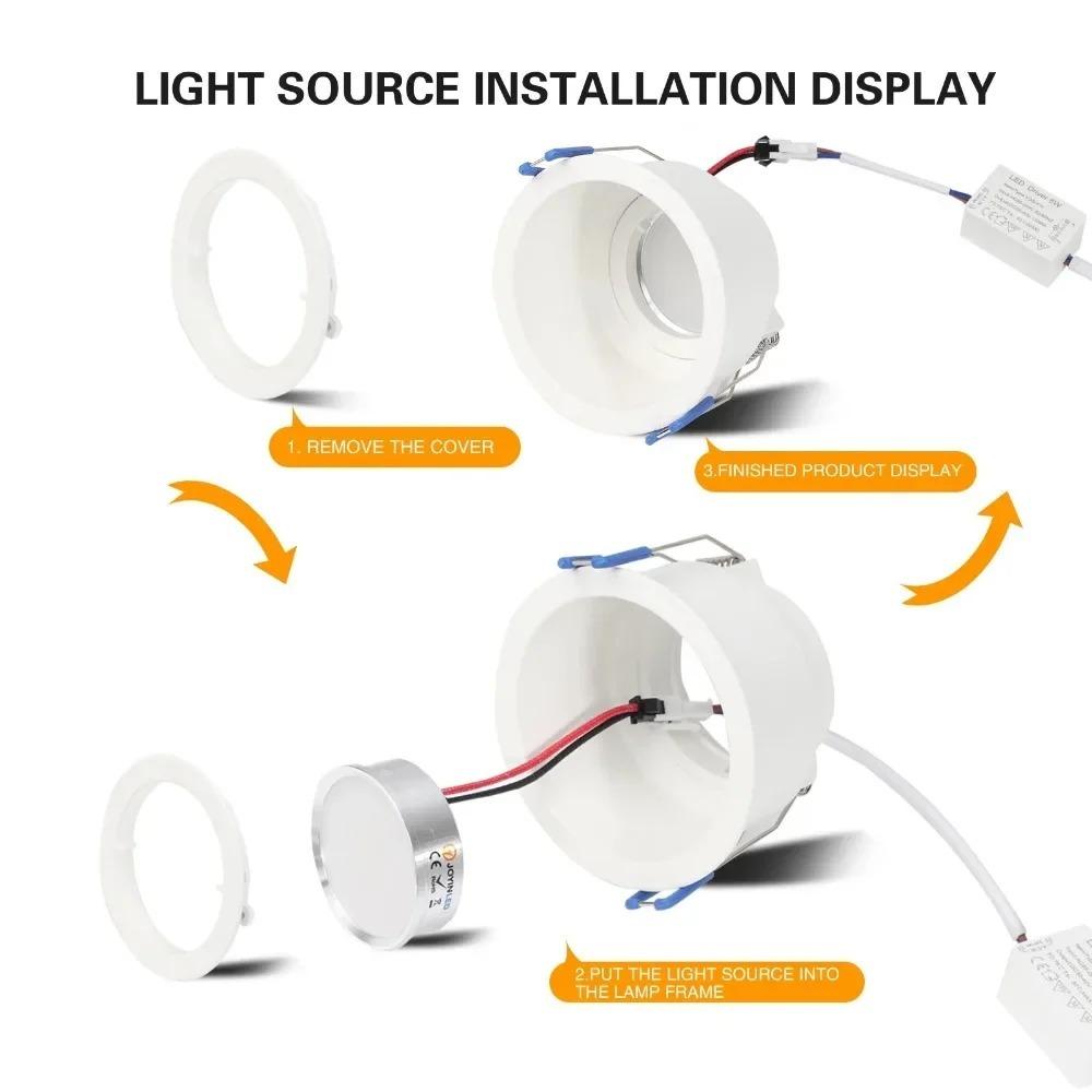 Square Round Recessed Spotlight Mounting Frame MR16 GU10 Downlight Ceiling Lighting Fixture for Home Black White Spot Light