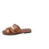 Große Schnallenschuhe Einriemen Flache Hausschuhe Damen Lässige Quadratische Zehen Strand Zehensandalen