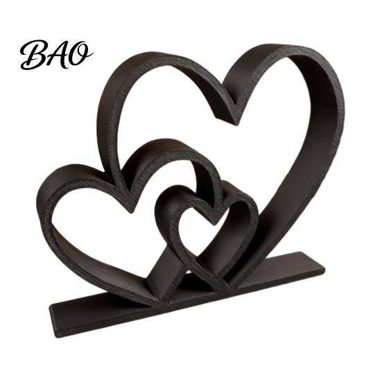 Romantic Desktop Decoration Double Heart Figurine, 3D Printed Love Decor for Valentine's to Connection Statue Day, Anniversary Gift Couples, Cute Home