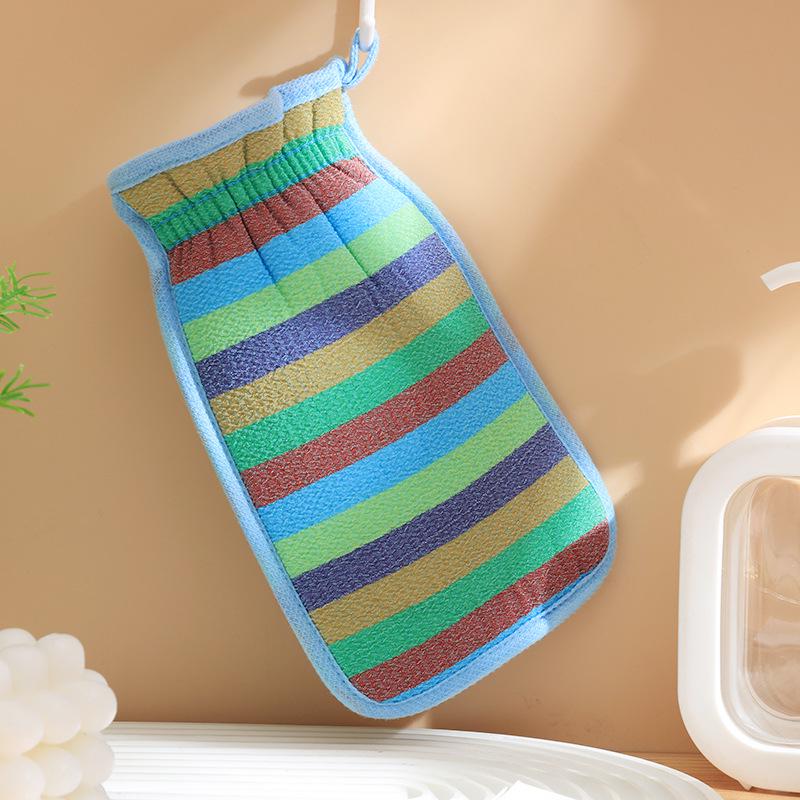 

Радужная полосатая отшелушивающая мочалка для спины и перчатки - Толстый, безболезненный набор банных полотенец Single Pack